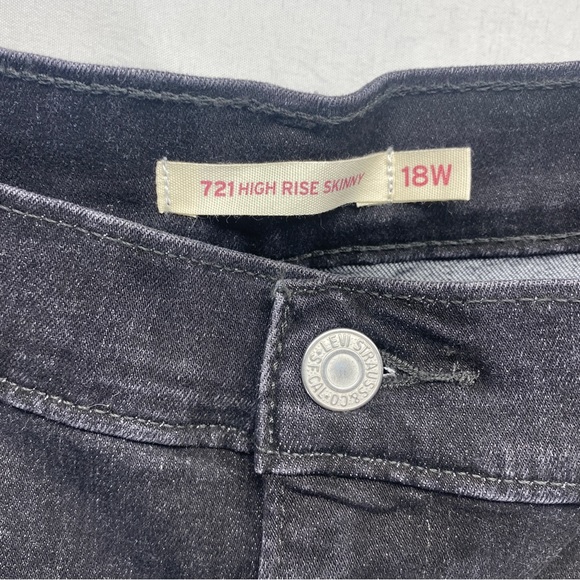Levi's 721 high-rise skinny jeans 18W plus black stretch NWT classic denim - Picture 5 of 9